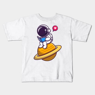 Cute Astronaut Read Book On Planet Kids T-Shirt